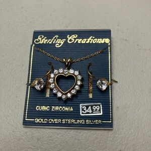 Gold Plated Sterling Silver Heart Jewelry Set